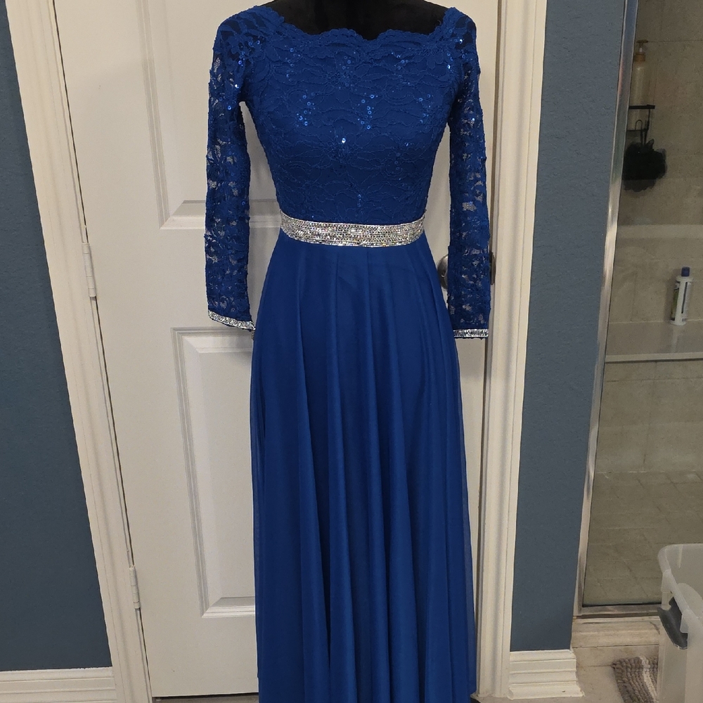 Chic One Shoulder Blue Lace Dress